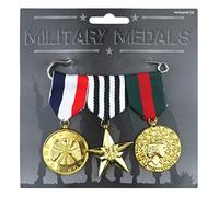 HENBRANDT Set of 3 Military Medals Army Fancy Dress Costume Prop Accessories