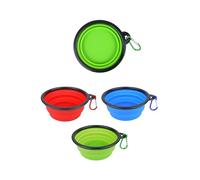 HENBRANDT Silicone Travel Dog Bowl with Carabiner Clip 350ml Small Portable Water Bowl 3 Assorted Colours Fold Down Pop Up Dog Bowls Dog Toys and Accessories, Red, Black, Blue