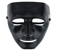 HENBRANDT Single Adult Black Plastic Mask Full Face Plain Cosplay Anonymous Hockey Ghost Face Mask Robot Scary Halloween Fancy Dress Costume Accessories for Men and Women