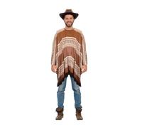 HENBRANDT Single Adult Brown Cowboy Poncho with Tassel Fringe Wild Western Cowboy Wandering Gunslinger Bandit Halloween Fancy Dress Costume One Size Unisex Accessory for Men and Women
