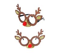 HENBRANDT Single Adult Christmas Glitter Reindeer Glasses with Antlers and Red Nose Festive Novelty Glasses Holiday Party Eyewear Xmas Fancy Dress Costume Accessory for Men and Women