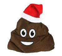 HENBRANDT Single Adult Christmas Poop Head Novelty Plush Fake Poo with Santa Hat 30cm | 12inch Joke Headwear Secret Santa Gag Gift Xmas Fancy Dress Costume Accessory Novelty Hats for Men and Women