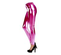 HENBRANDT Single Adult Hot Pink Metallic Leggings with Elasticated Waist Shiny Wet Look Neon Stretch Leggings 80s Disco Retro Dancy Party Fancy Dress Costume Accessories Fancy Dress for Women