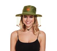 HENBRANDT Single Australia Hat with 10 Hanging Corks and Kangaroo Emblem Adult Size Green Aussie Cork Hat Party Prop Australian Novelty Fancy Dress Costume Accessory for Men and Women