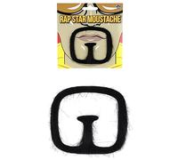 Henbrandt Single Black Moustache and Goatee Stick On False Moustache Rapper Gangster Novelty Comedy Moustache and Goatee Combo Halloween Fancy Dress Costume Accessory for Men and Women