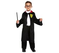 HENBRANDT Single Children’s Wizard Boy Magic School Robe with Red Lining Kids Costume School Book Day Halloween Outfit Magical Cloak Size Small Ages 4-6 Fancy Dress for Boys and Girls