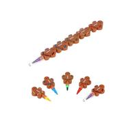 HENBRANDT Single Christmas Gingerbread Man Swap Point Crayon Stacker with 5 Crayons 13cm | 5” Swop Point Colour Stacker Kids Stationery Stocking Fillers Xmas Party Favours for Boys and Girls