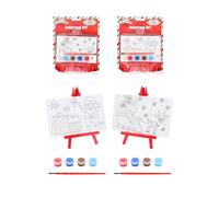 Henbrandt Single Christmas Mini Painting Party Favour Sets with Plastic Easel and Canvas Colouring Card Craft Activity Kit for Kids 2 Designs Xmas Party Supplies for Boys and Girls