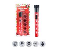 Henbrandt Single Christmas Projector Torch with 5 Interchangeable Caps for Kids Projection Light Slide Projector Xmas Story Projection Torch Flashlight Stocking Filler Party Favours for Boys and Girls