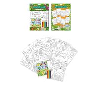HENBRANDT Single Dinosaur Colouring Set with 8 Sheets and 6 Mini Colouring Pencils A4 Colouring Children’s Activity Pack Dinosaur Birthday Loot Bag Party Favours for Boys and Girls