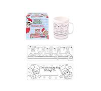Henbrandt Single Elfin Around Christmas Colouring Mug for Kids 2 Designs Children’s Stocking Fillers Naughty Elf Christmas Eve Box Xmas Party Favours Colour Your Own Arts and Crafts for Boys and Girls
