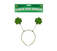 HENBRANDT Single Green Glitter Irish Clover Head Bopper Headband St. Patrick’s Day Hairband Shamrock Deely Boppers St Paddy’s Novelty Irish Gifts Fancy Dress Hair Accessory for Adults