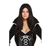 HENBRANDT Single Long Black Wig for Adults 65cm Straight Black Hair Vampire Lady Gothic Bride Women's Witch Costume Cosplay Fancy Dress Accessories Halloween Party Costume Wigs for Women