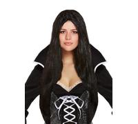 HENBRANDT Single Long Black Wig for Adults 65cm Straight Black Hair Vampire Lady Gothic Bride Women's Witch Costume Cosplay Fancy Dress Accessories Halloween Party Costume Wigs for Women