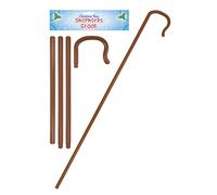 Henbrandt Single Shepherd’s Crook 4-Piece Accessory 168cm | 5.5ft Xmas Joseph Nativity Play Costume Crook Extendable Staff Shepherdess Cane Innkeeper Unisex Fancy Dress Accessories for Men and Women