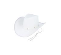 HENBRANDT Single White Cowboy Hat with Silver Studs & Chin Cord - Adult Cowgirl Fancy Dress Accessory Hats