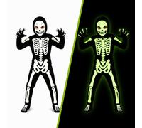 HENBRANDT Skeleton Costume Kids Glow in the Dark Halloween (Ages 4-6)