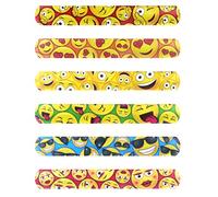 HENBRANDT Smile Face Emoji Themed Parties Plastic Slap Snap Bracelet Party Bag Filler (Pack of 6)
