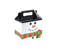 HENBRANDT Snowman Medium Party Lunch Box for Christmas Parties Xmas Dinner Food Box Gift Box Party Favours Goodies Treats Empty Cardboard Packaging for Boys and Girls