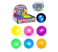 HENBRANDT Neon Flashing Spiky Light-Up Sensory Balls - 7.5cm Vibrant Multicolour Tactile Stress Relief Toy for Kids Party Bag Fillers Games Activities