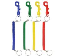 HENBRANDT Spiral Keyring With Hook & Split Ring (Pack of 4, Multi-Colour)