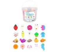 Henbrandt Squishy Animals Bulk Pack - 100 Soft Sensory Toys in Bucket, Kawaii Mini Stress Relief Fidget Toys for Kids Teens Adults, Mixed Designs 3-5cm