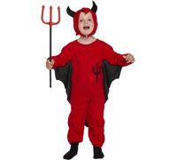 HENBRANDT Toddler Devil Fancy Dress Costume, Age 3 Years | Age 3 Years, Red Jumpsuit, Attached Wings, Hood with Horns, Pitchfork Not Included