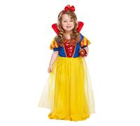 HENBRANDT Toddler’s Snow Girl Princess Costume Outfit Dress Up for Kids with Red Headband Fairytale Book Day Toddler Size Ages 3 Cosplay Halloween Children’s Fancy Dress for Girls