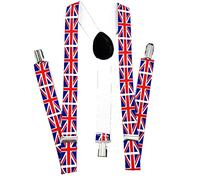 HENBRANDT Union Jack Braces for Trousers Adult Suspenders for Men and Women Union Jack Fancy Dress Royal Coronation Costume Accessories Adjustable Braces with Metal Clips