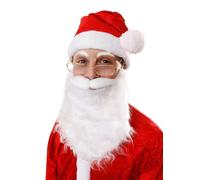 HENBRANDT White Santa Claus Beard with Elastic Fake White Beard and Moustache Dress Up Novelty Accessory Christmas Fancy Dress Costume Accessory for Men and Women