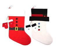 HENBRANDT White Snowman - Large Felt Christmas Stocking With Mittens 50cm x 30cm (1 Supplied)
