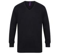Henbury 12 Gauge V Neck Jumper Men Women Cotton Acrylic Knitwear