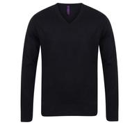 Henbury 12 Gauge V Neck Jumper Men Women Cotton Acrylic Knitwear