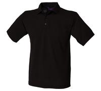Henbury Classic PiquÃ© Polo Shirt 65/35 Fabric Black Workwear Modern Fit