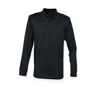 Long Sleeve Coolplus Piqu Polo Shirt Henbury Black XXS