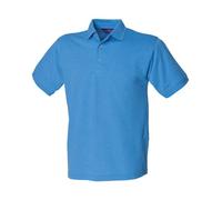 Henbury Classic PiquÃ© Polo Shirt Men Women Mid Blue 65/35 Fabric
