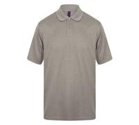 Henbury Coolplus Heather Grey Polo Shirt Men’s Wicking Micro Piqué