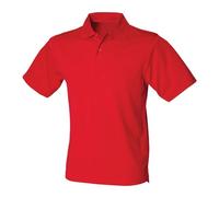 Henbury Coolplus Polo Shirt Menâ€™s Micro PiquÃ© Performance Wicking Classic Red