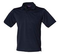 Henbury Coolplus Polo Shirt Menâ€™s Micro PiquÃ© Wicking Navy
