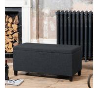 Henbury Fabric Storage Ottoman - Black