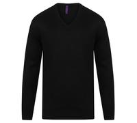 Henbury H760 Men’s Cashmere Touch V-Neck Jumper | 100% Acrylic|XXS-4XL| BLK, NVY