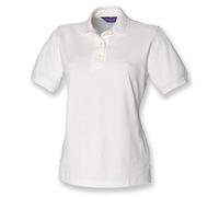Henbury Ladies Classic Pique Polo Shirt : Color - White : Size - 16