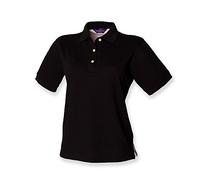 Henbury Ladies Classic Pique Polo Shirt : Color - Black : Size - 16