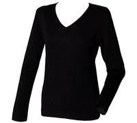 Henbury Ladies Lightweight V Neck Sweater : Color - Black : Size - M