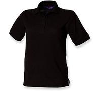 Henbury Ladies Pique Polo Shirt : Color - Black : Size - 10