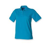 Henbury Ladies Pique Polo Shirt Poly/Cotton Turquoise Size 12