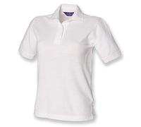 Henbury Ladies Pique Polo Shirt : Color - White : Size - 12