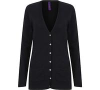 Henbury Ladies/Womens V-Neck Button Fine Knit Cardigan (3XL) (Navy)