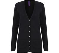 Henbury Ladies/Womens V-Neck Button Fine Knit Cardigan RW662