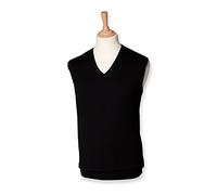 Henbury Lightweight Sleeveless V Neck Sweater : Color - Black : Size - XXL